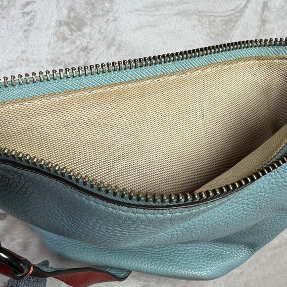 Coach Duffle 20 Colorblock Pebbled Leather Bucket Bag Blue Cream Crossbody 29260 - Picture 10 of 12